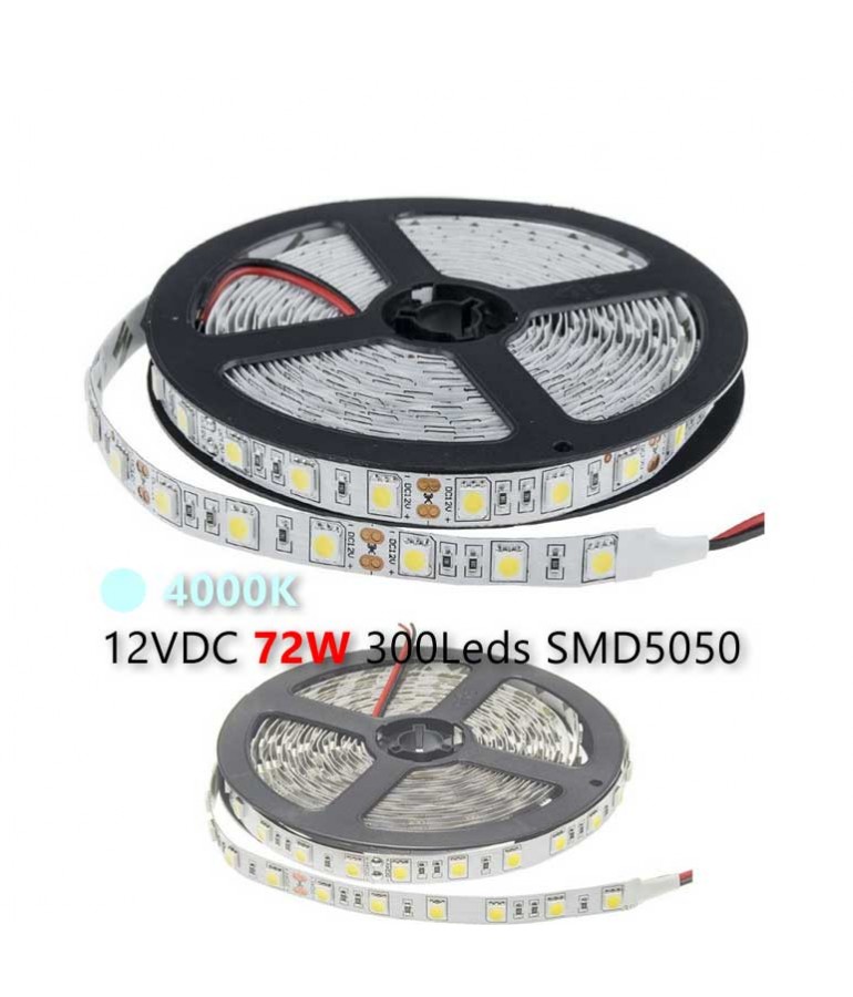 Tira de LED 72W 12V DC SMD5050 60 LED/m 14,4W/m IP65 (5 metros) •  IluminaShop
