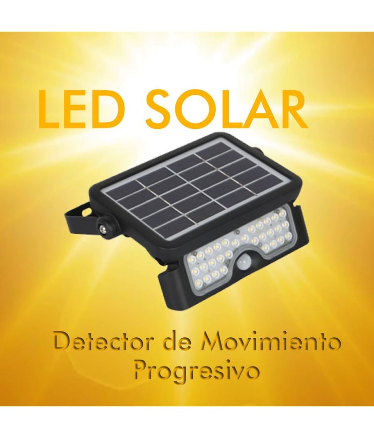 Foco Solar LED De Exterior Con Panel Solar y Sensor De Movim