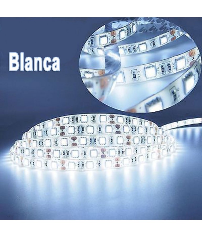 TIRA DE LED Exterior 12V 14,4W IP65 160°BLANCA FRÍA 60LEDS Adhesivas