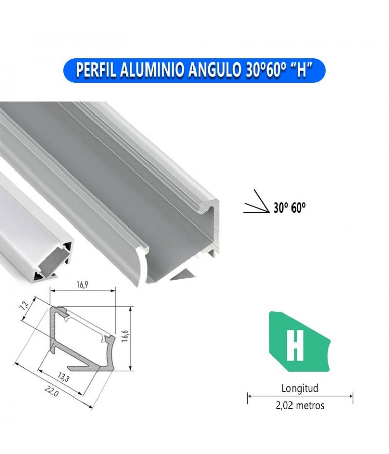 Perfil Blanco Aluminio Empotrar 2 metros Tira LED